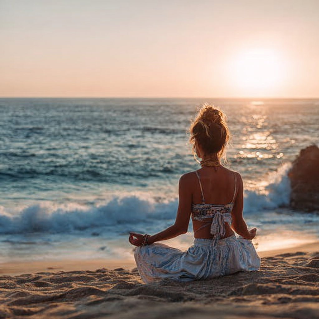 Instructora de yoga en posición de meditación
